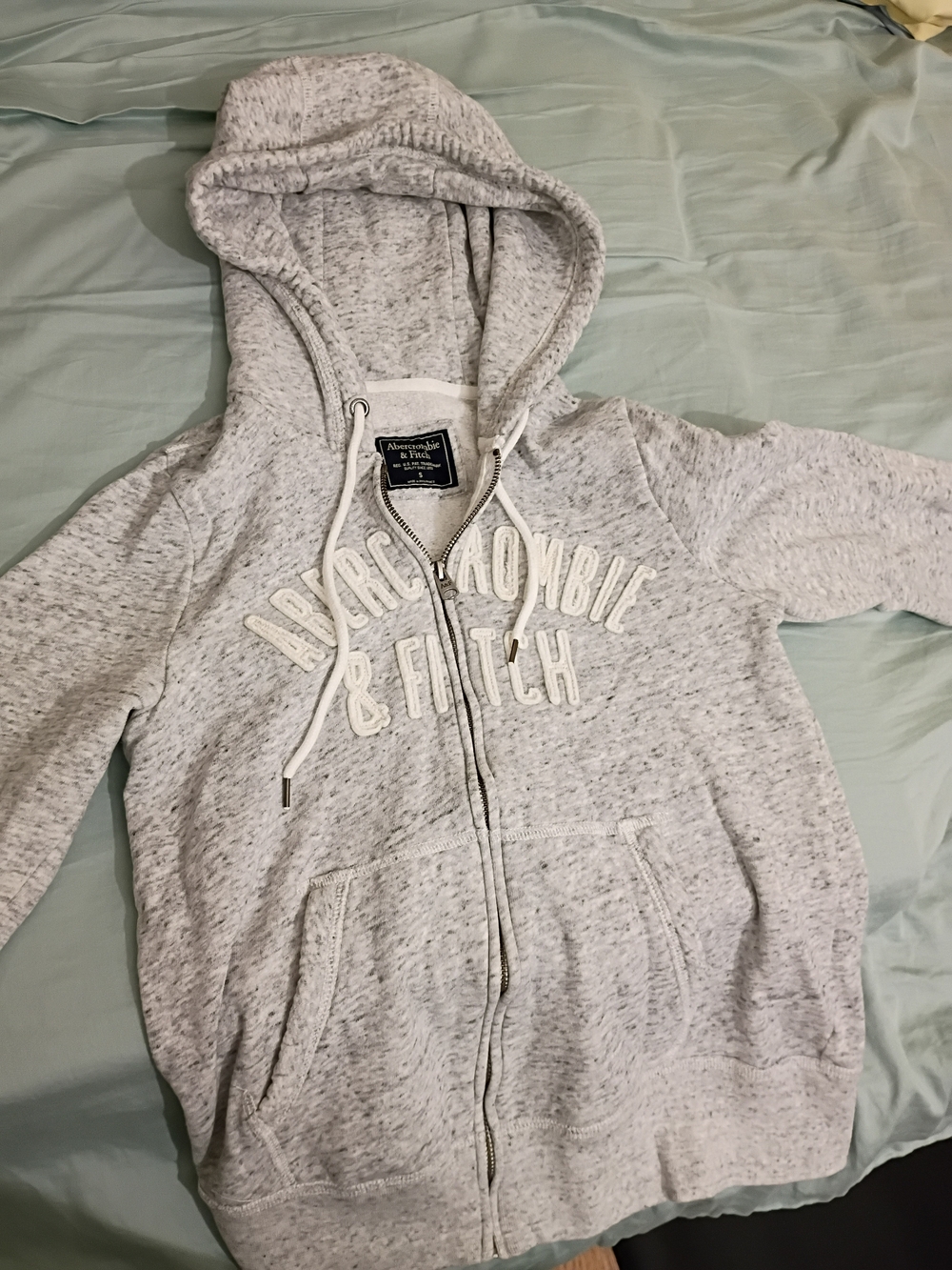 Abercrombie & Fitch Heather Light Gray Zip Hoodie